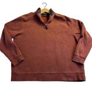 Tasso Elba Spa Mens Rust Red Dad Pullover Henley Cotton Sz XXL 1/4‎ Zip Sweater